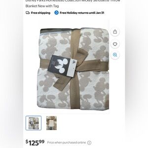 Disney Parks Homestead Collection Mickey Silhouette Throw Blanket New with Tag